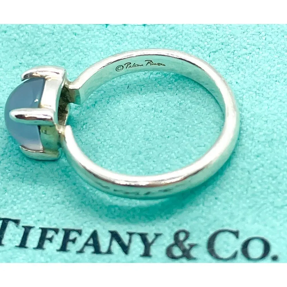 Tiffany & Co. Sterling Silver Chalcedony Sugar Stack Picasso Ring Size 5.75